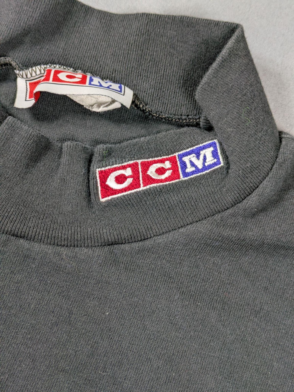 Vintage CCM Shirt Mens XL Gray Mock Neck Long Sleeve Hockey Base Layer Made USA gallery