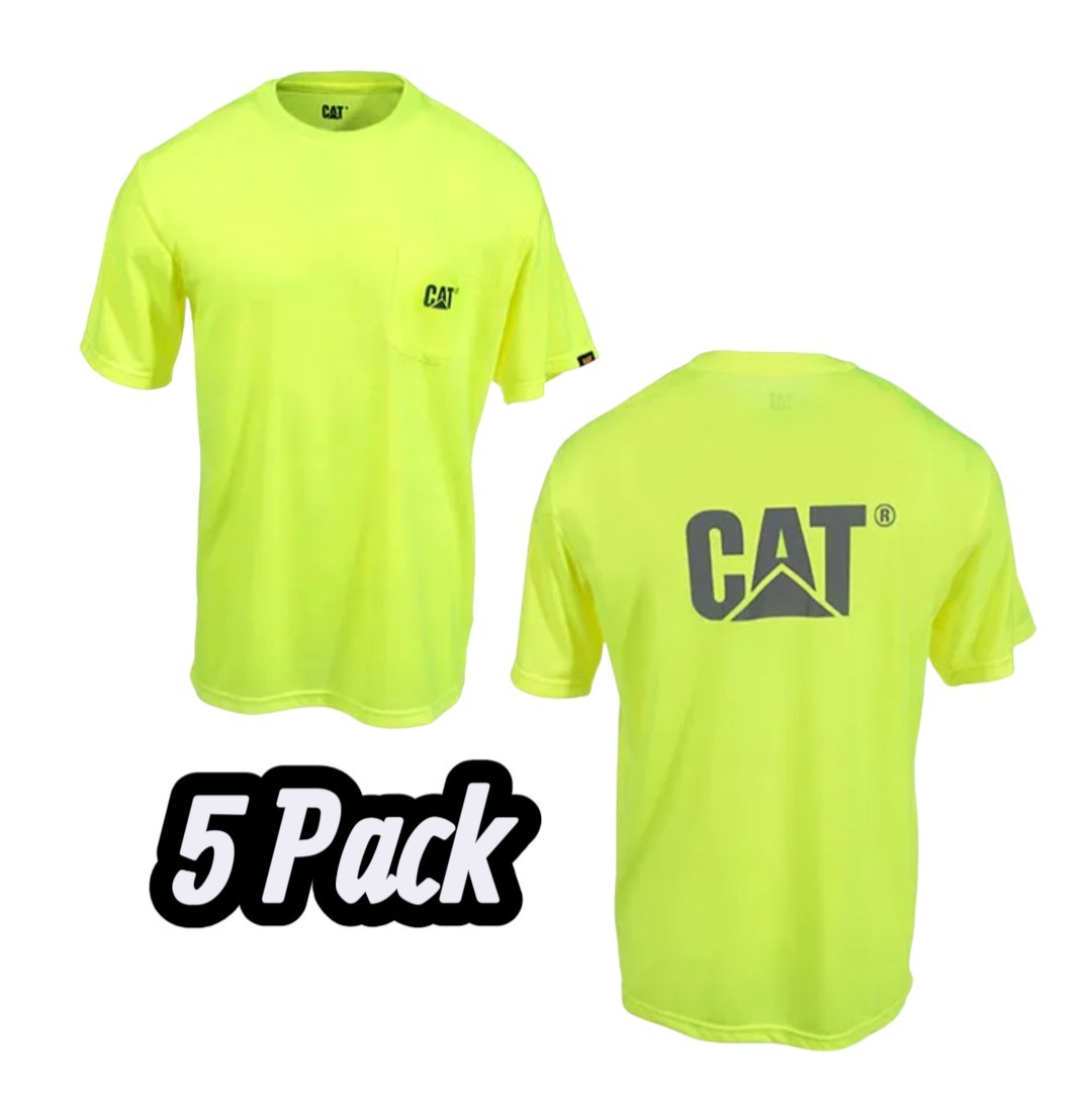 New- 5 Pack Catapiller CAT Trademark Hi-Viz Hi Visibility Tee Shirt Size Medium gallery