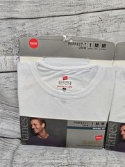 Hanes Classics Original Fit Crew Perfect-T Size Medium Mens White Deadstock