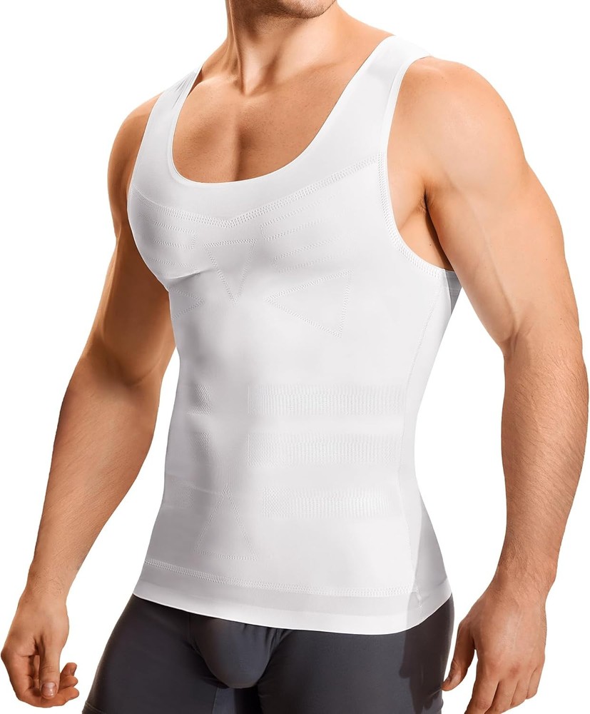 Mens Compression Undershirt Body Shaper Tank Top Slimming Shirt Tummy Control