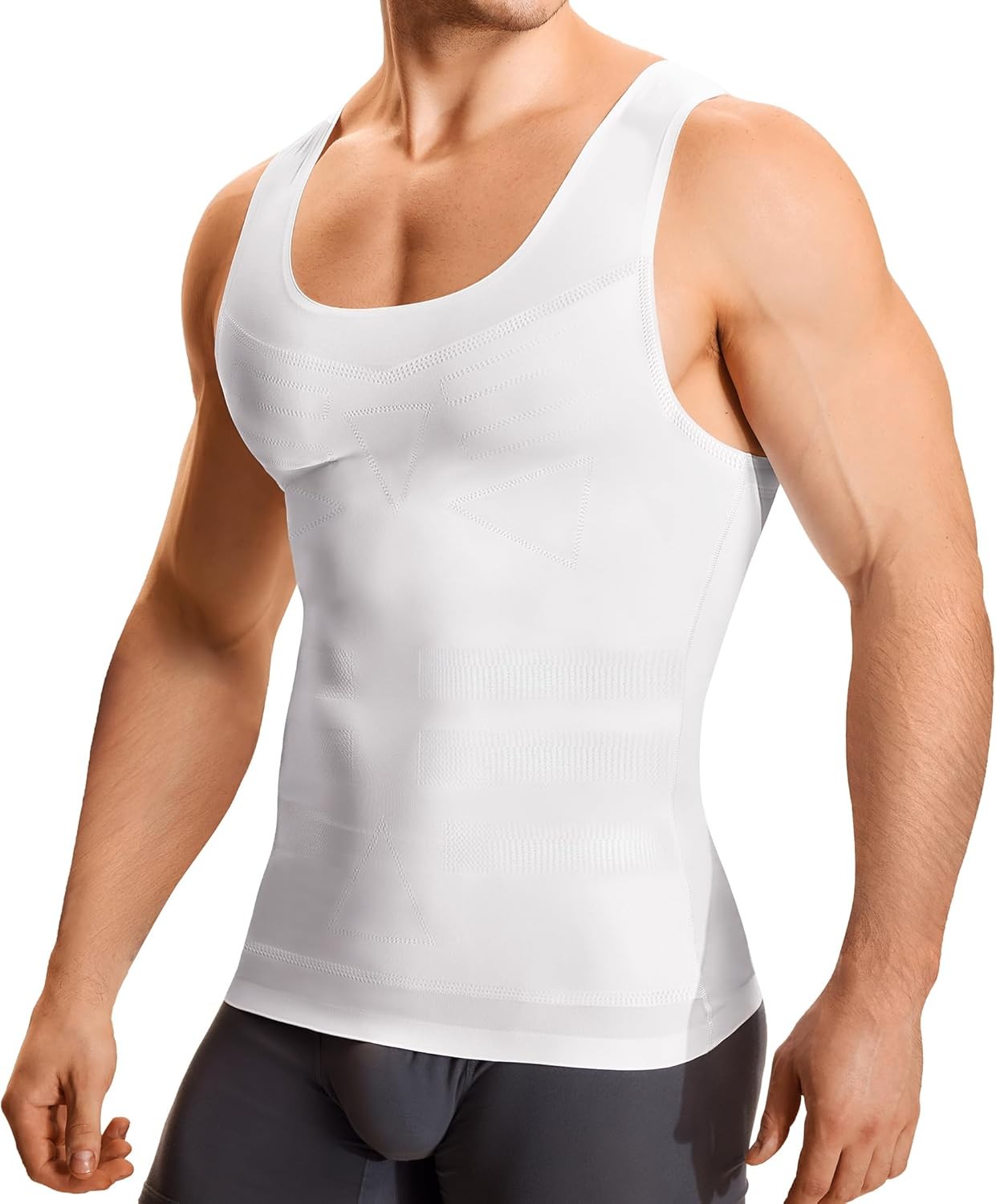 Mens Compression Undershirt Body Shaper Tank Top Slimming Shirt Tummy Control