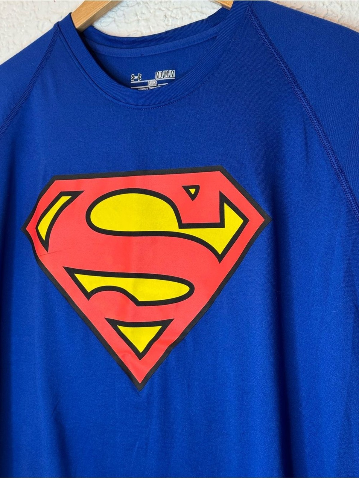 Under Armour Blue Short-Sleeve Tee with Red & Yellow Superman Logo gallery