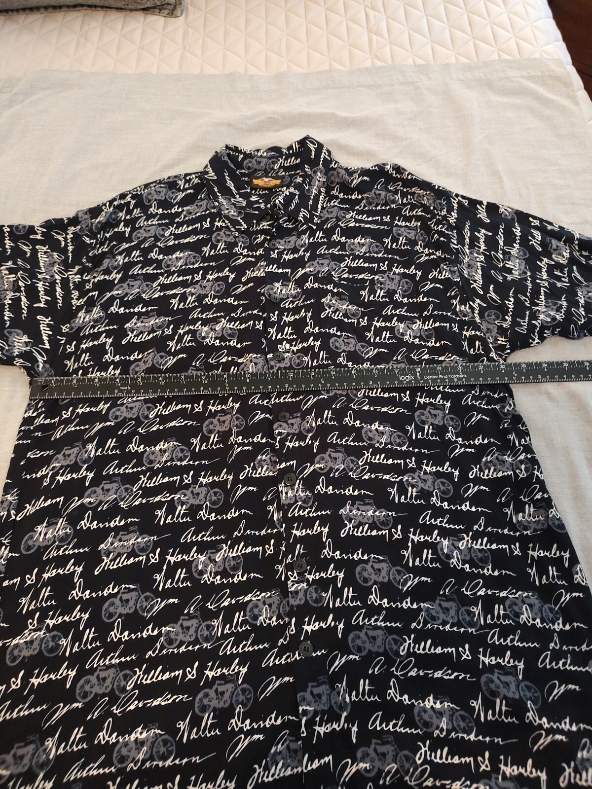 Harley-Davidson Navy White William Arthur Signatures Short Sleeve Shirt Size XL gallery