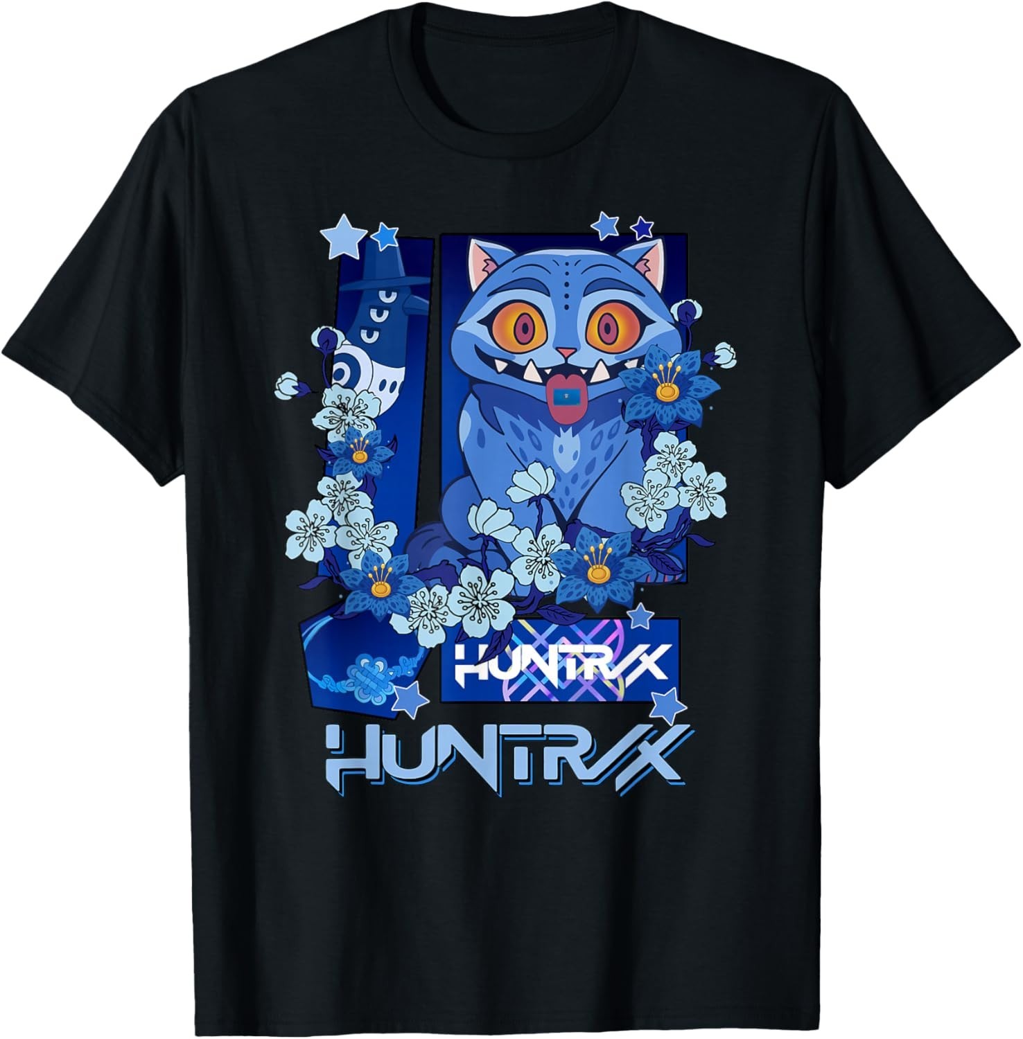 Demon Anime Cute Kpop Tiger Derpy Flowers T-Shirt