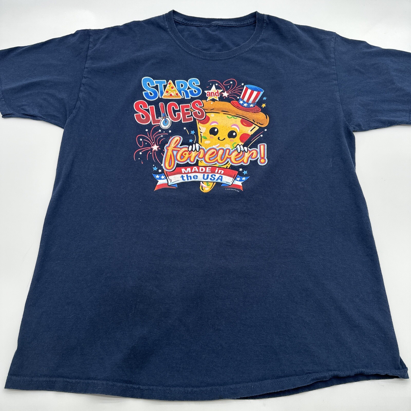 Stars And Slices Forever T-shirt Men X-Large Blue Graphic Print Logo USA..#17066