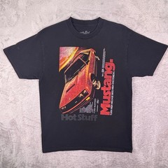Tee Luv Men’s Ford Mustang Hot Stuff Black Graphic T-Shirt Medium Retro Car Tee