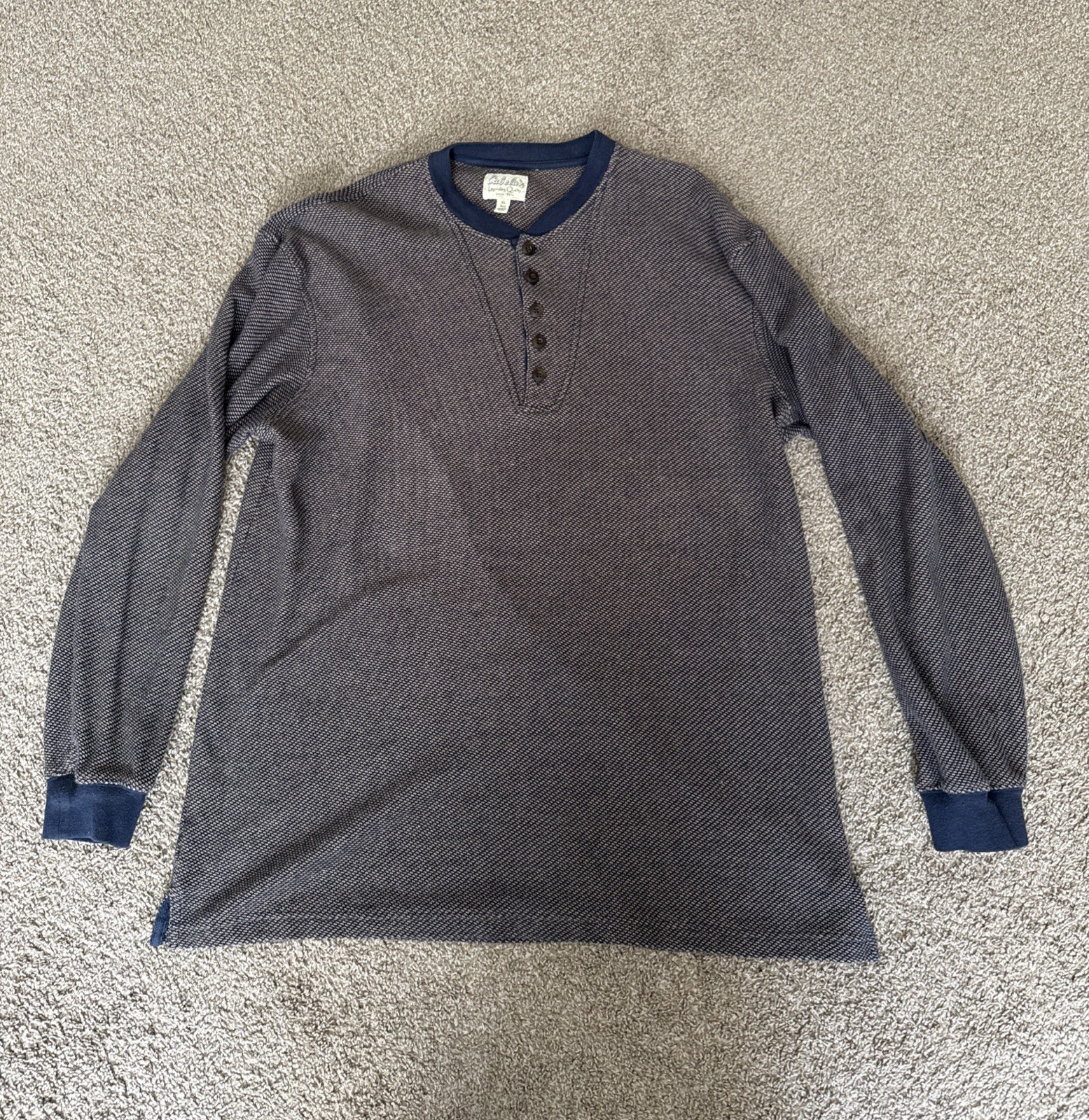 Cabela’s Henley Shirt Blue/Brown Thermal Waffle Knit – Men’s XL