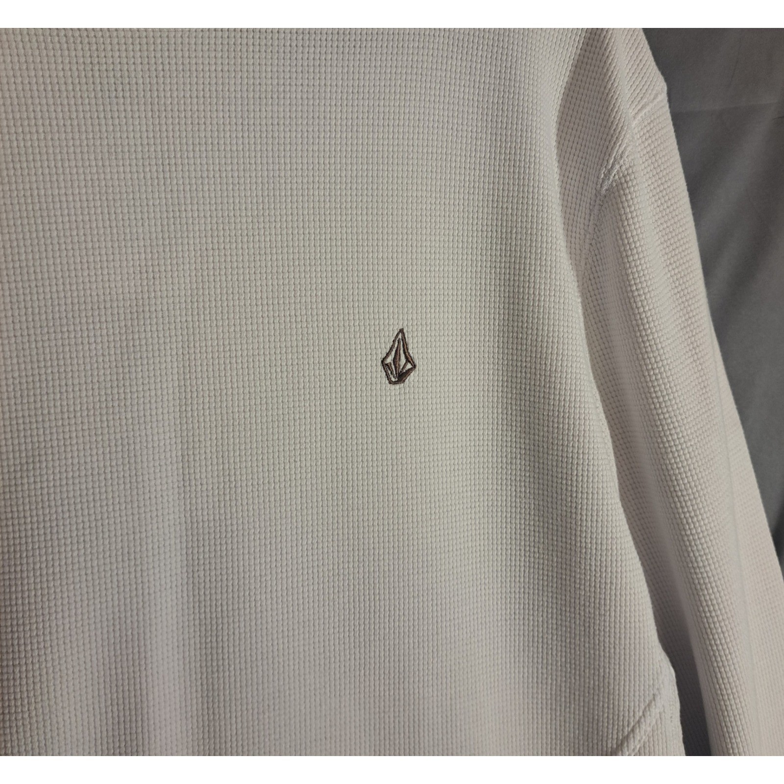 Volcom Stoned Waffle Long Sleeve Short Men's Size Large White Comfy Warm gallery