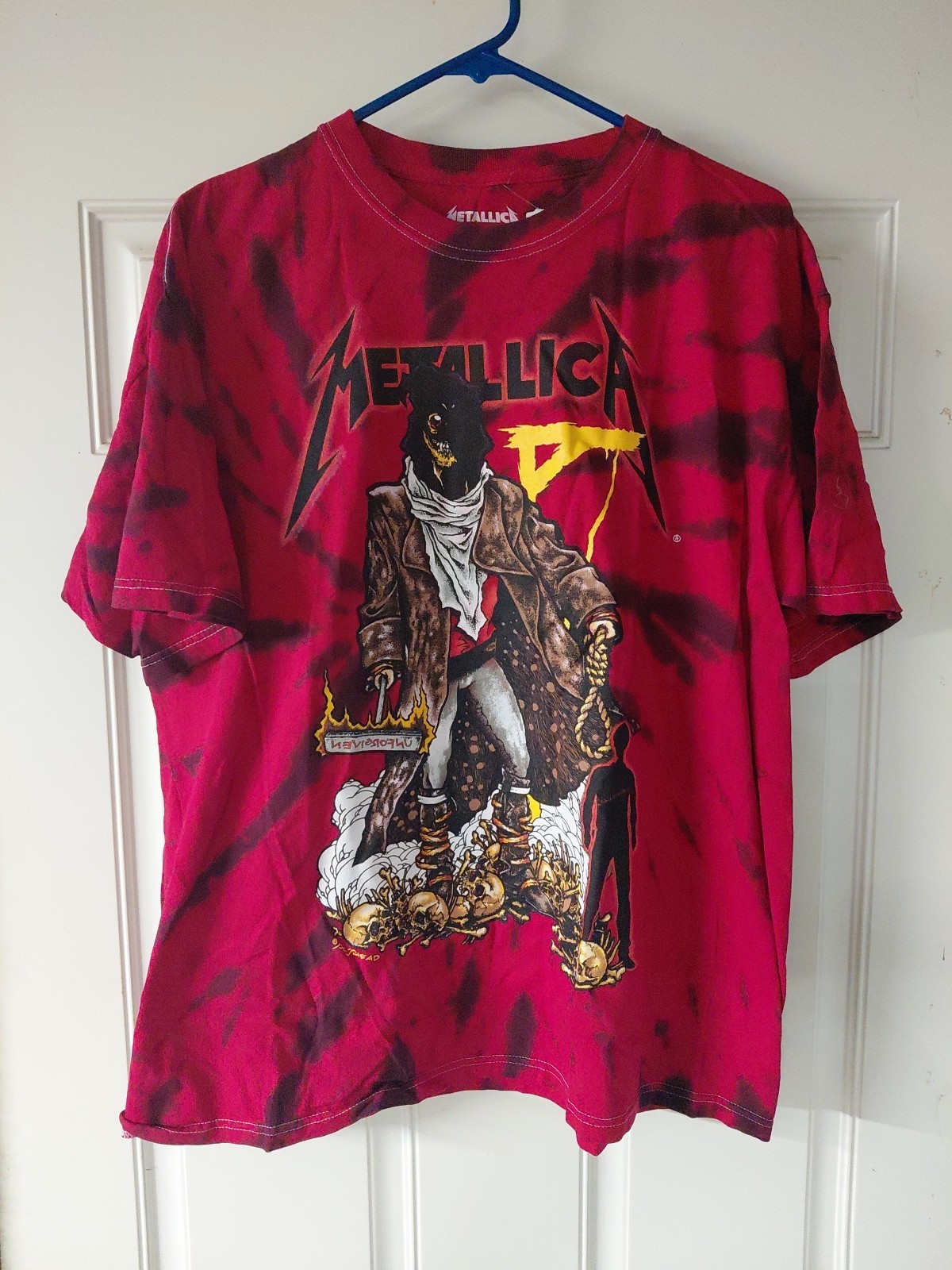 Metallica Unforgiven Hangman Red Tie Dye T-Shirt Double Sided Graphic Print S