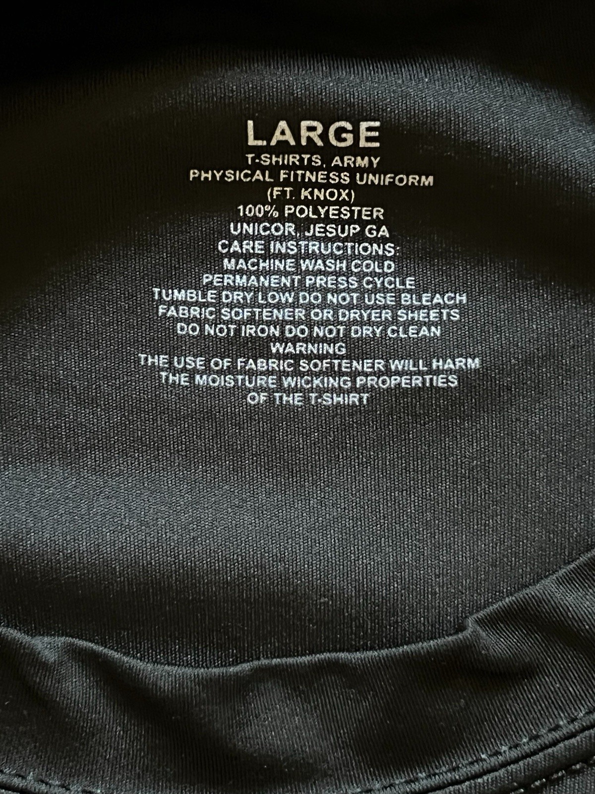 Official US Army Physical Fitness Uniform (FT KNOX) Performance Tee Black Size L gallery
