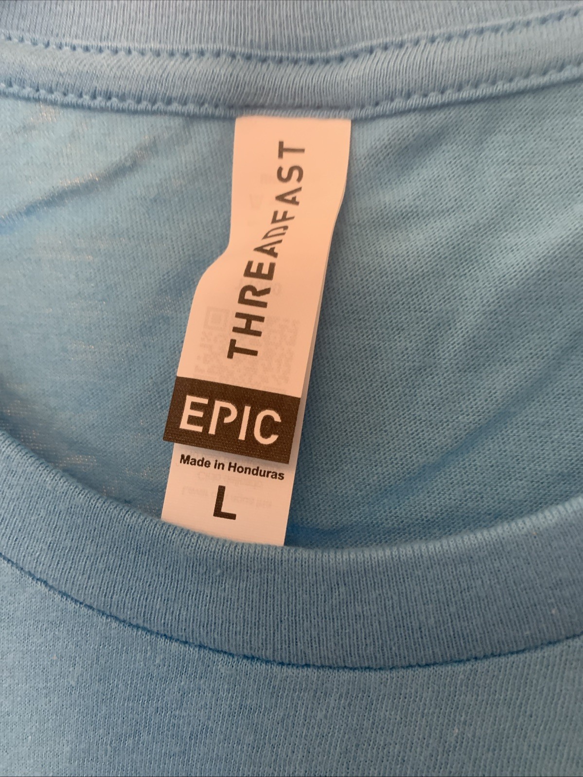 Mens Epic Threadfast Light Blue Large Crew Neck Short Sleeve Cotton T-shirt - L gallery