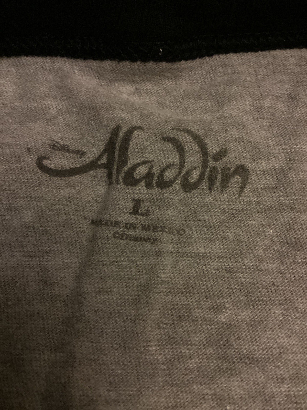 Aladdin - “Disney Aladdin” - Gray Shirt With black 3/4 Sleeves & Trim - L gallery