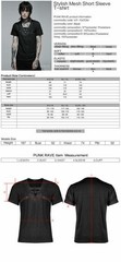 Punk Rave Men’s Gothic Daily Stylish Mesh V-neck Short Sleeve T-shirt Slim Tops