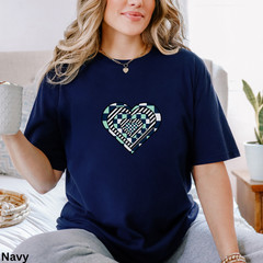 Geometric Pattern Heart Tee, Cute Valentine’s Day Shirt, Checkerboard Heart Top