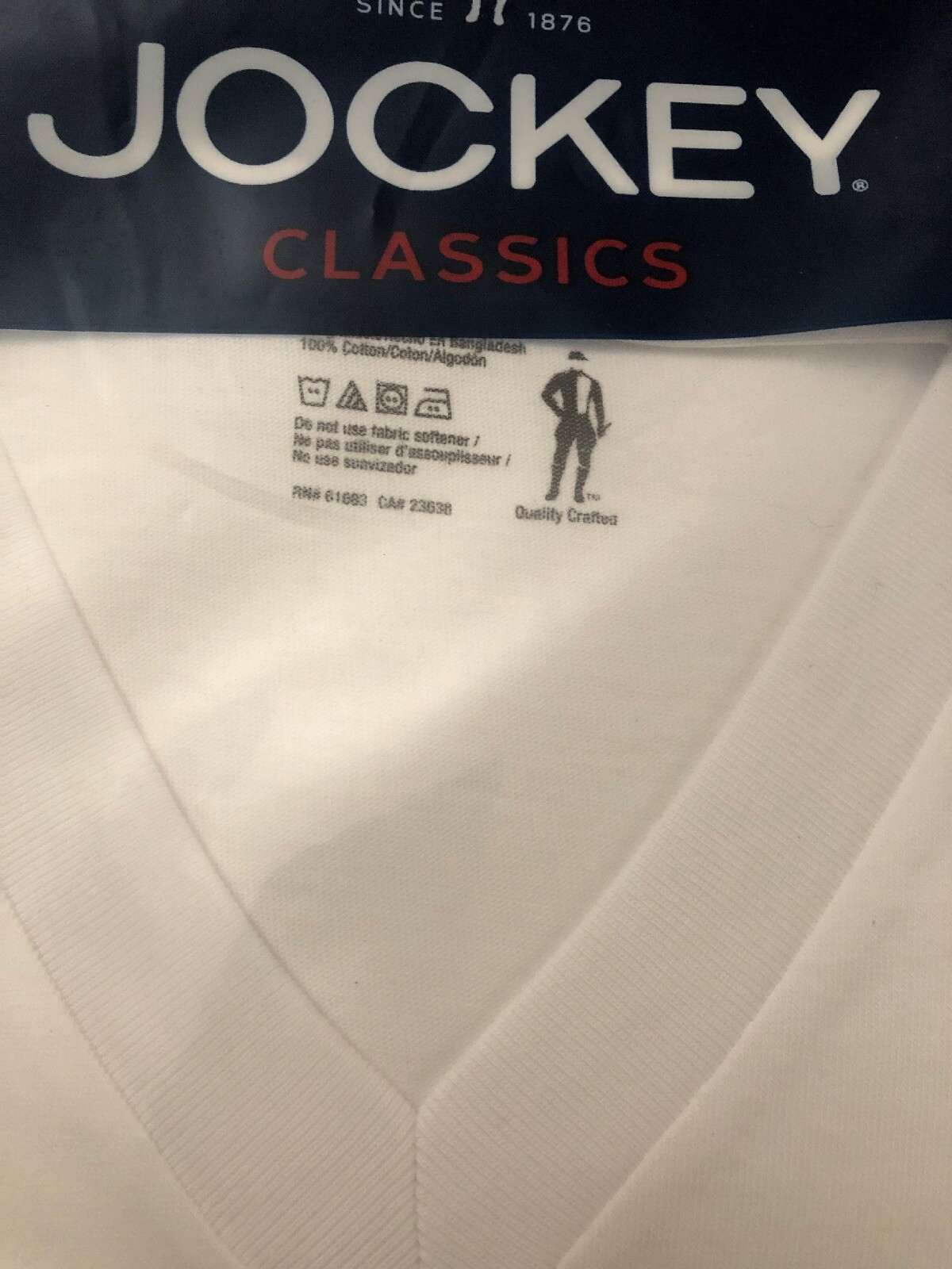 3X4 PACK Jockey Men's V Neck T-shirts Size SMALL 34 in - 36 in White Tag Free gallery