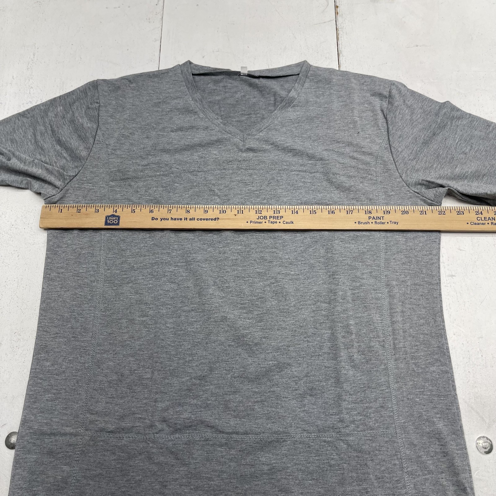 Solid Stretch Shirt Mens Large Gray V-Neck Tee Soft Jersey Basic Tagless Casual gallery