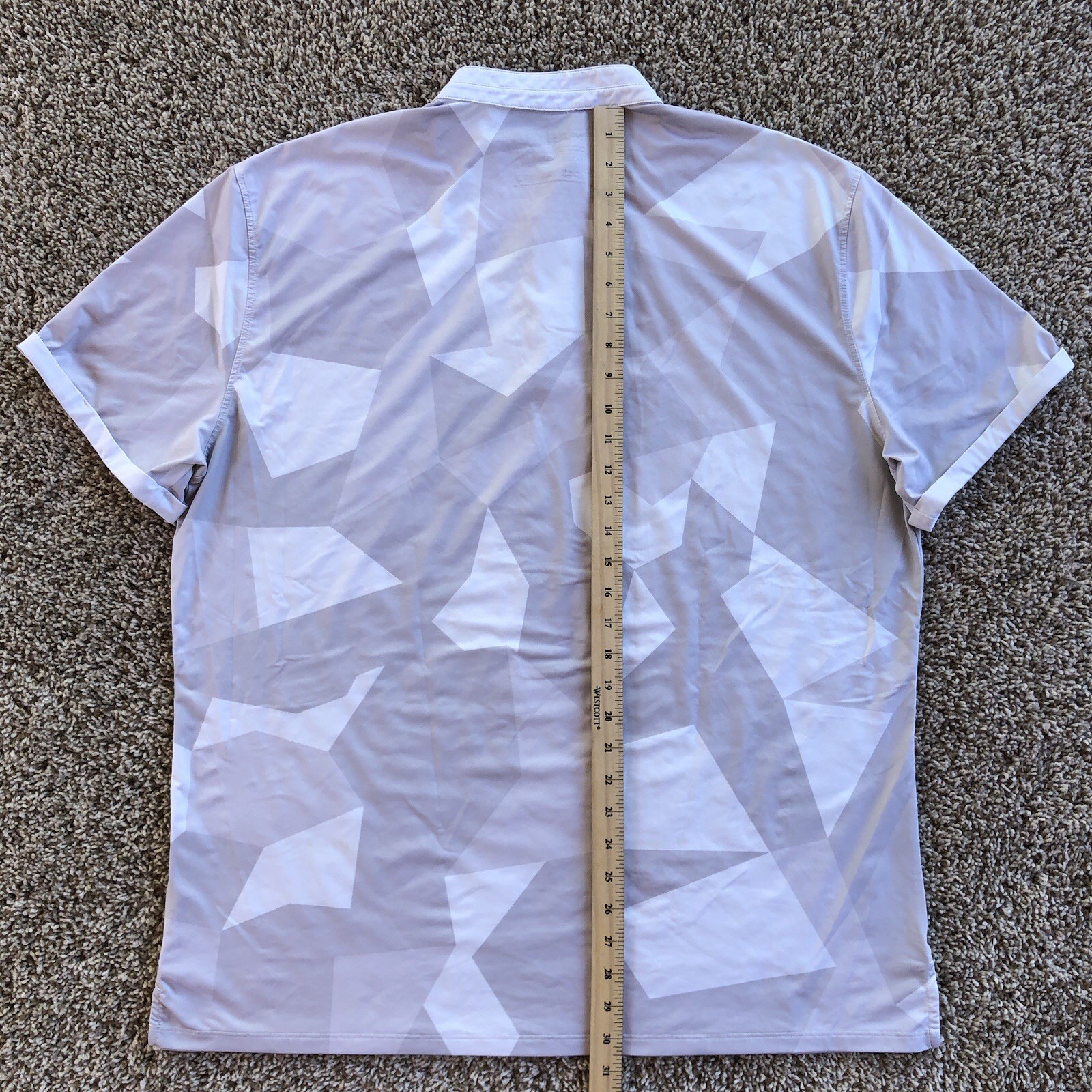 Mantra Performance Polo Shirt Mens 2XL Gray Geometric Stretch Band Collar Golf gallery