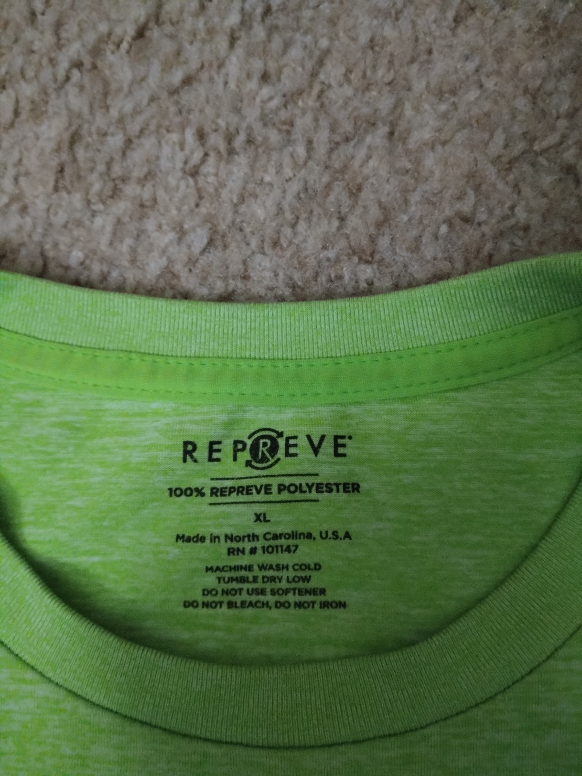 Men's Repreve Lime Green Short Sleeve T-Shirt Size XL Made In USA gallery