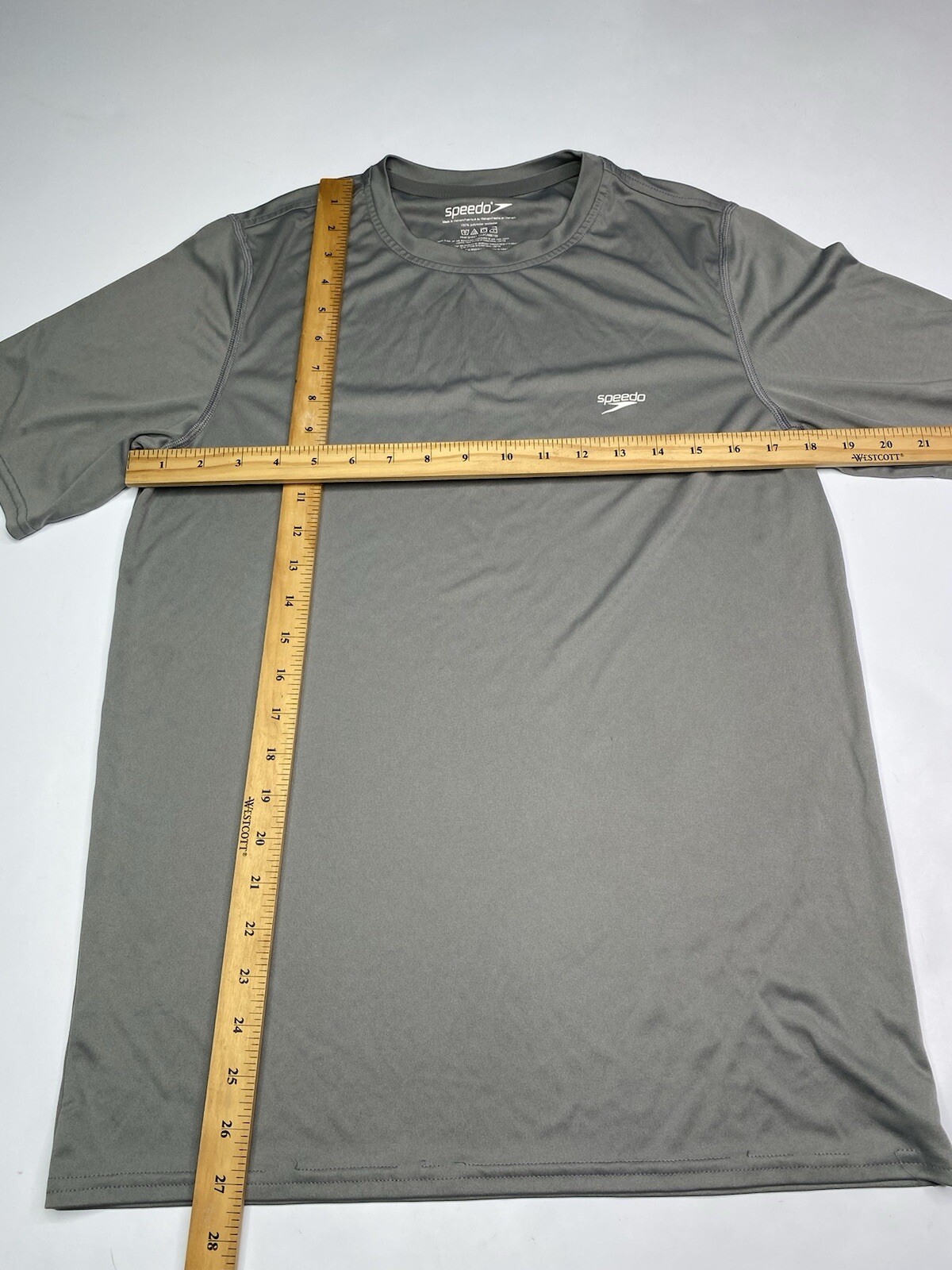 Speedo Mens Gray Muscle Short Sleeve Athletic Top T-Shirt Sz M gallery