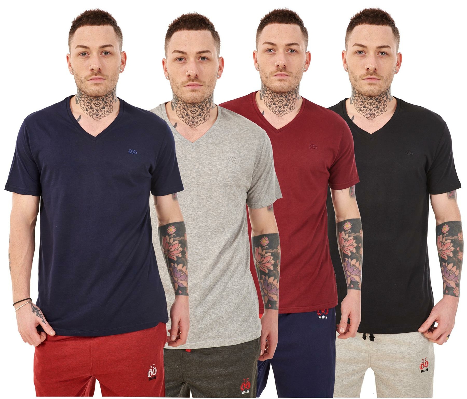 Mens Plain V Neck 100% Cotton T-Shirts Slim fit Casual Formal Shirt Top M to XXL gallery