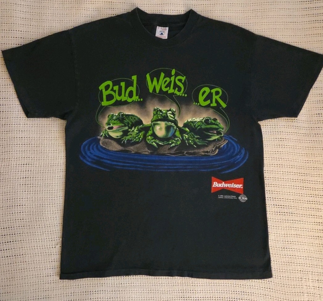Vintage Bud-weis-er T-Shirt-Adult Lg-Double Side-Single Stitch 1995 Flawless gallery
