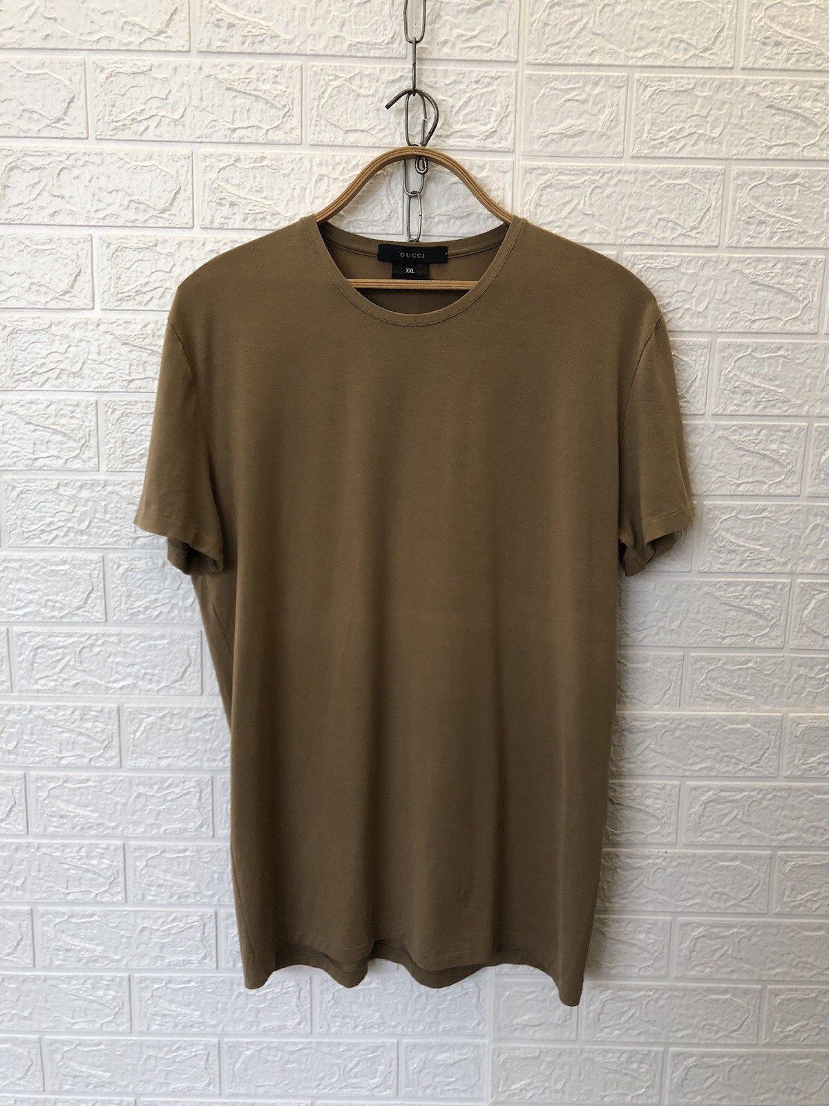 GUCCI Men's Luxury T-Shirt Brown Cotton Stretch Made in Italy Size XXL gallery