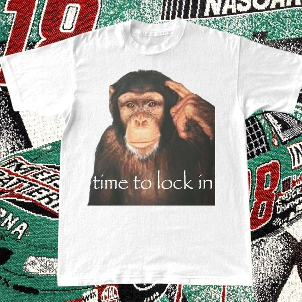 Y2K dunny monkey time to lock in graphic tshirt, retro vintage meme tshirt