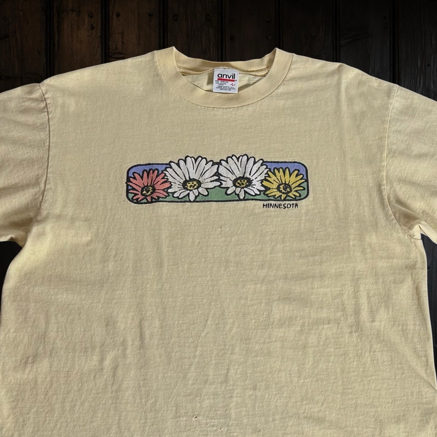 Vintage 90s Minnesota Daisy Wildflowers T Shrt Sz L Yellow Single Stitch Outdoor