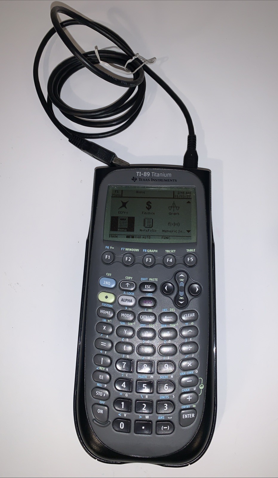 T1-89 Titanium Calculator with Cover Black/Gray and USB Cable Great Condition