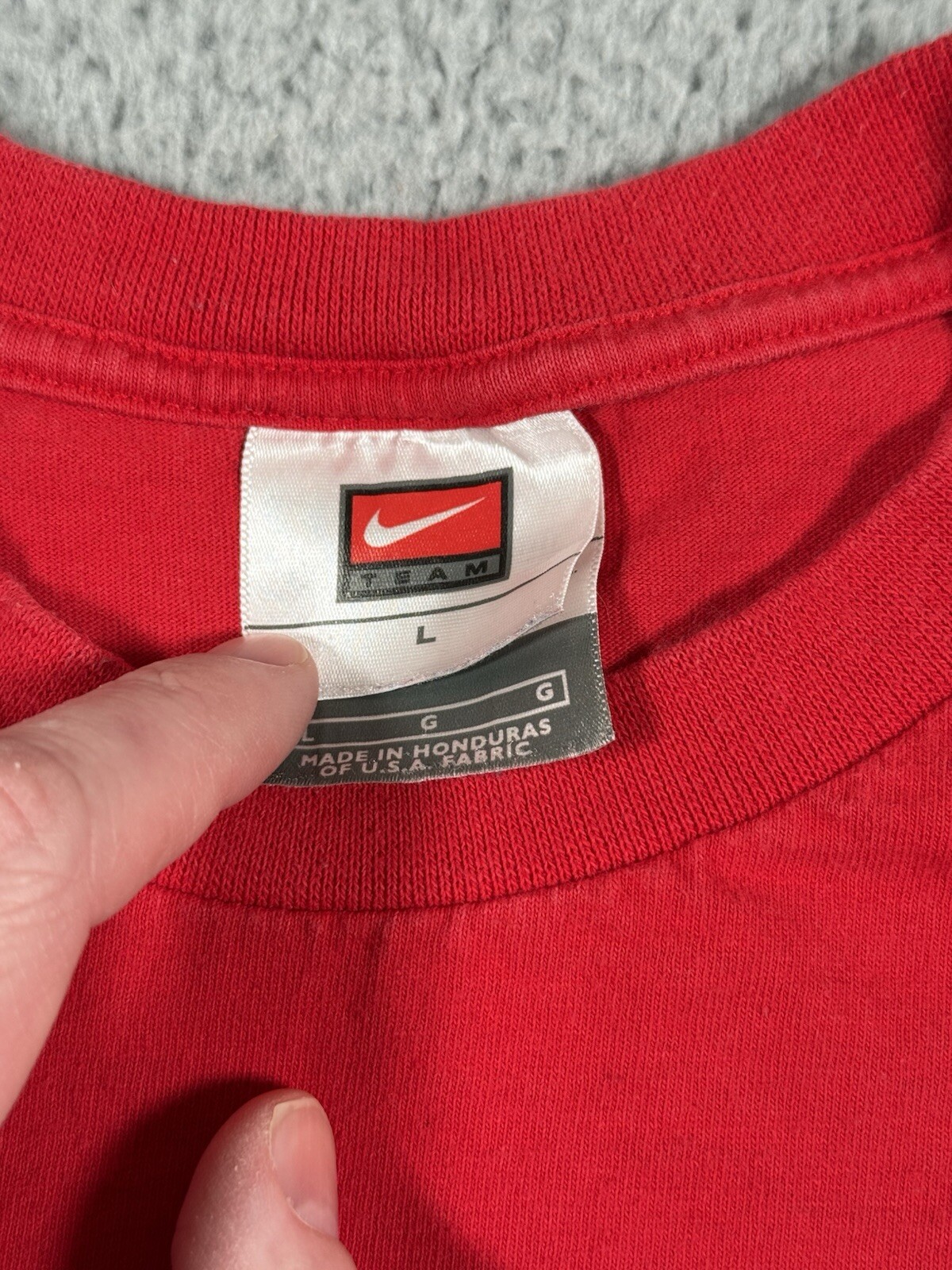 Nike Accross the Field T Shirt Mens Large Red Short Sleeve Track & Field Logo gallery