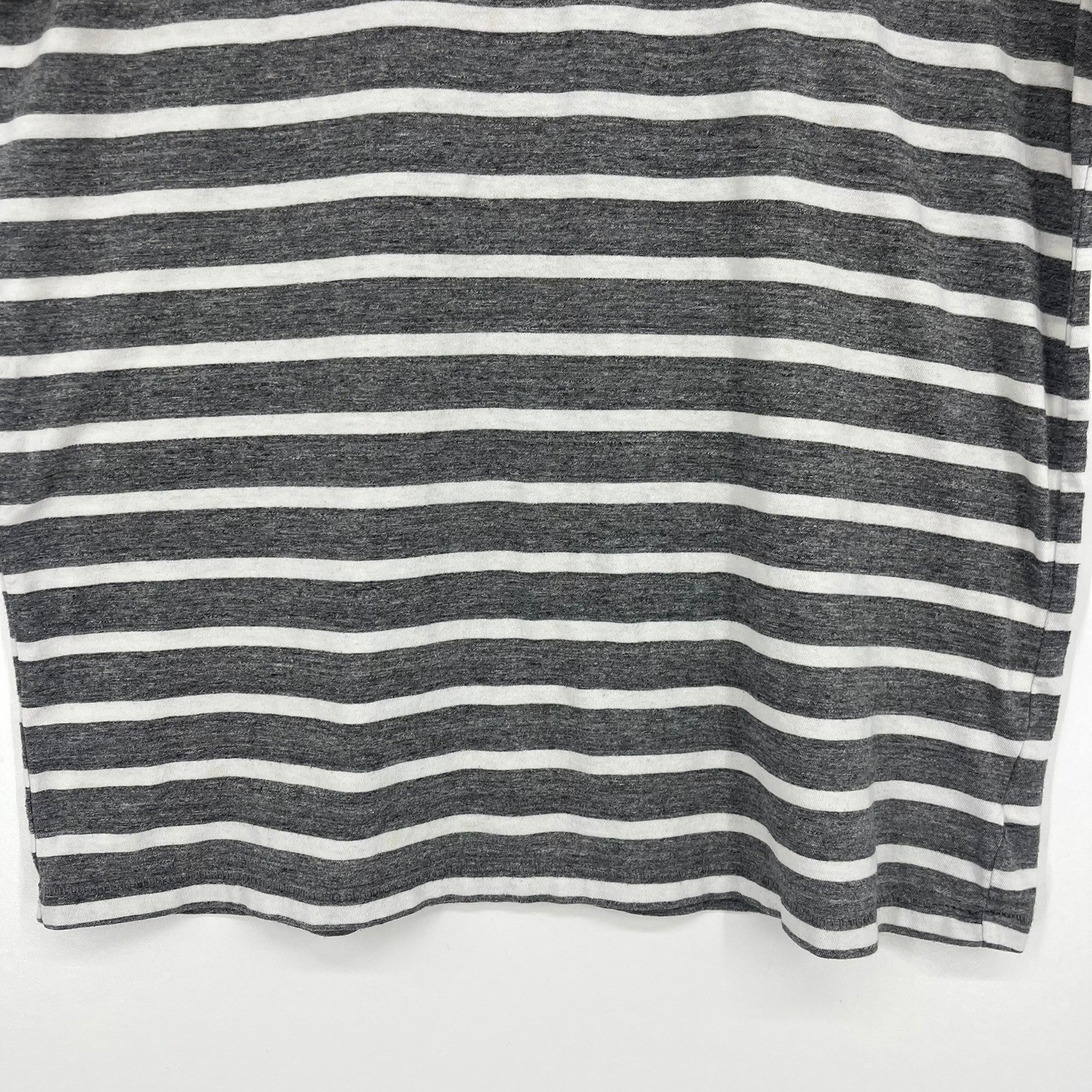 American Eagle Mens Striped T-Shirt Grey White Eagle Logo Short Sleeve Size M gallery