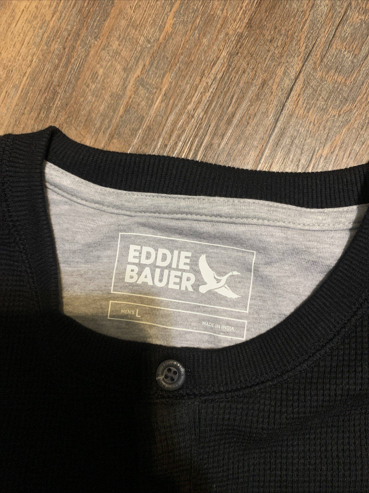 NEW Eddie Bauer Mens Shirt L Waffle Knit Thermal Henley Long Sleeve Crewneck gallery