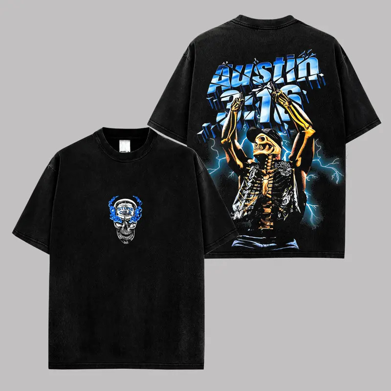 Vintage Stone Cold Steve Austin 3:16 Wrestling Graphic Tee, Retro Skull Lightnin gallery