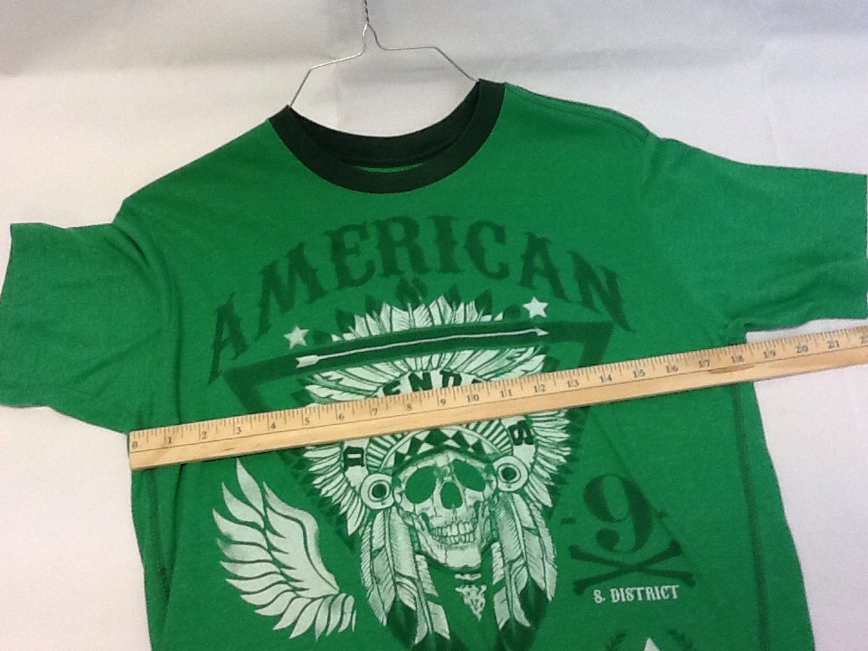 Skully Green American Defenders Front Graphic Short Sleeve T Shirt Mens Small* gallery