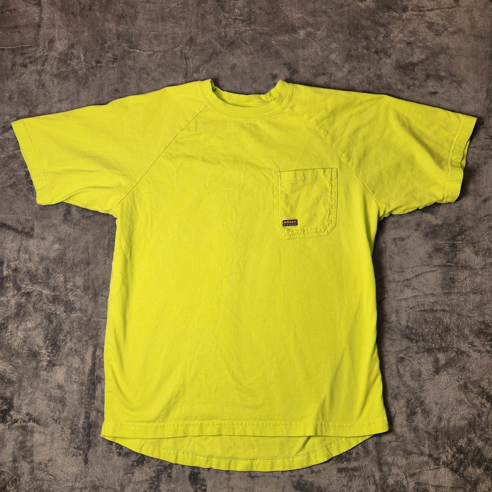 Ariat Rebar Cotton Strong Men T Shirt Safety Yellow Workwear Pocket Tee Raglan gallery