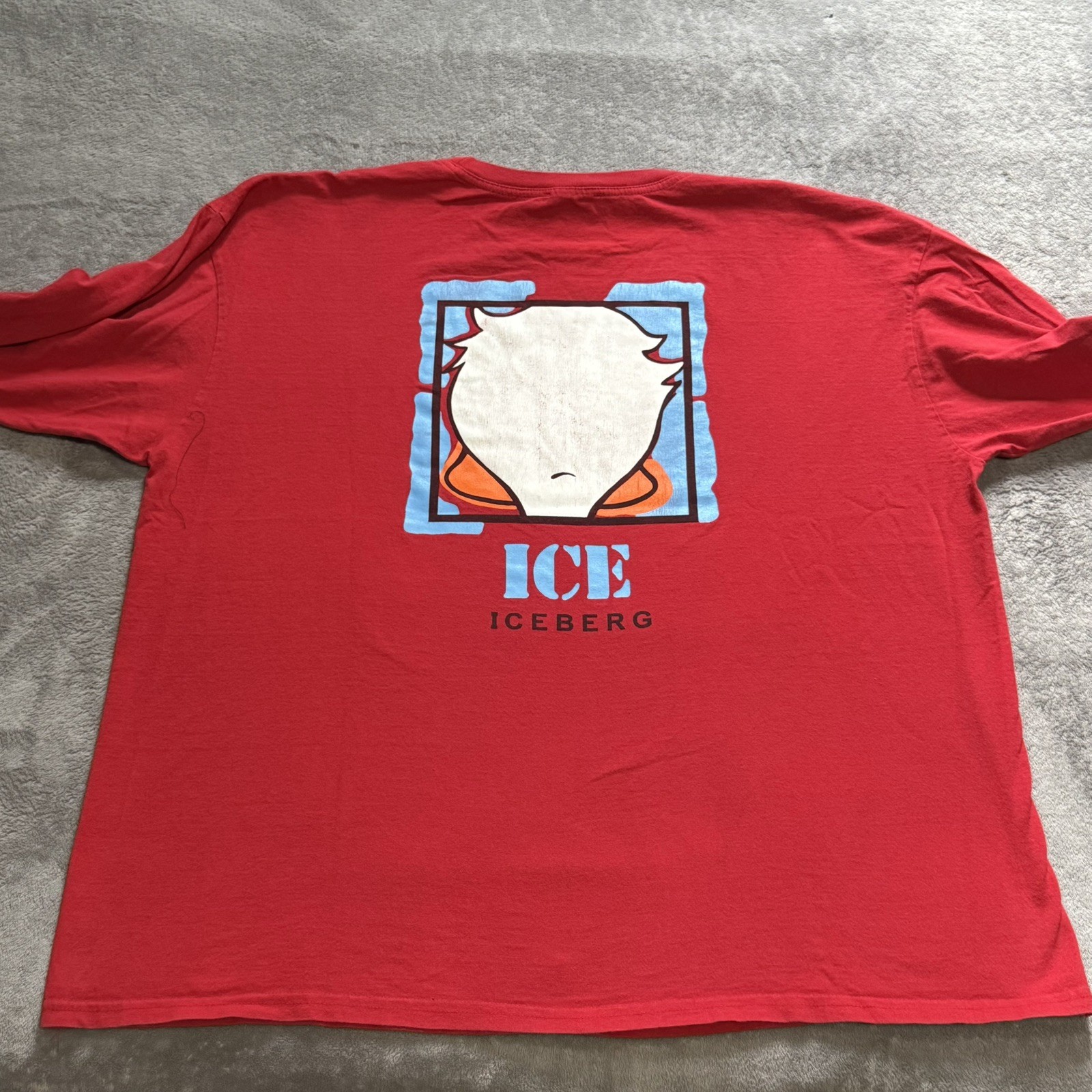 Vintage Iceberg Jeans Red Long Sleeve T Shirt Double Sided Donald Duck Rap RARE gallery