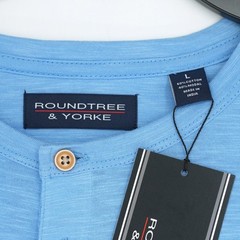 Roundtree & Yorke Men’s Short-Sleeve Henley Shirt L Blue Heather Solid NWT