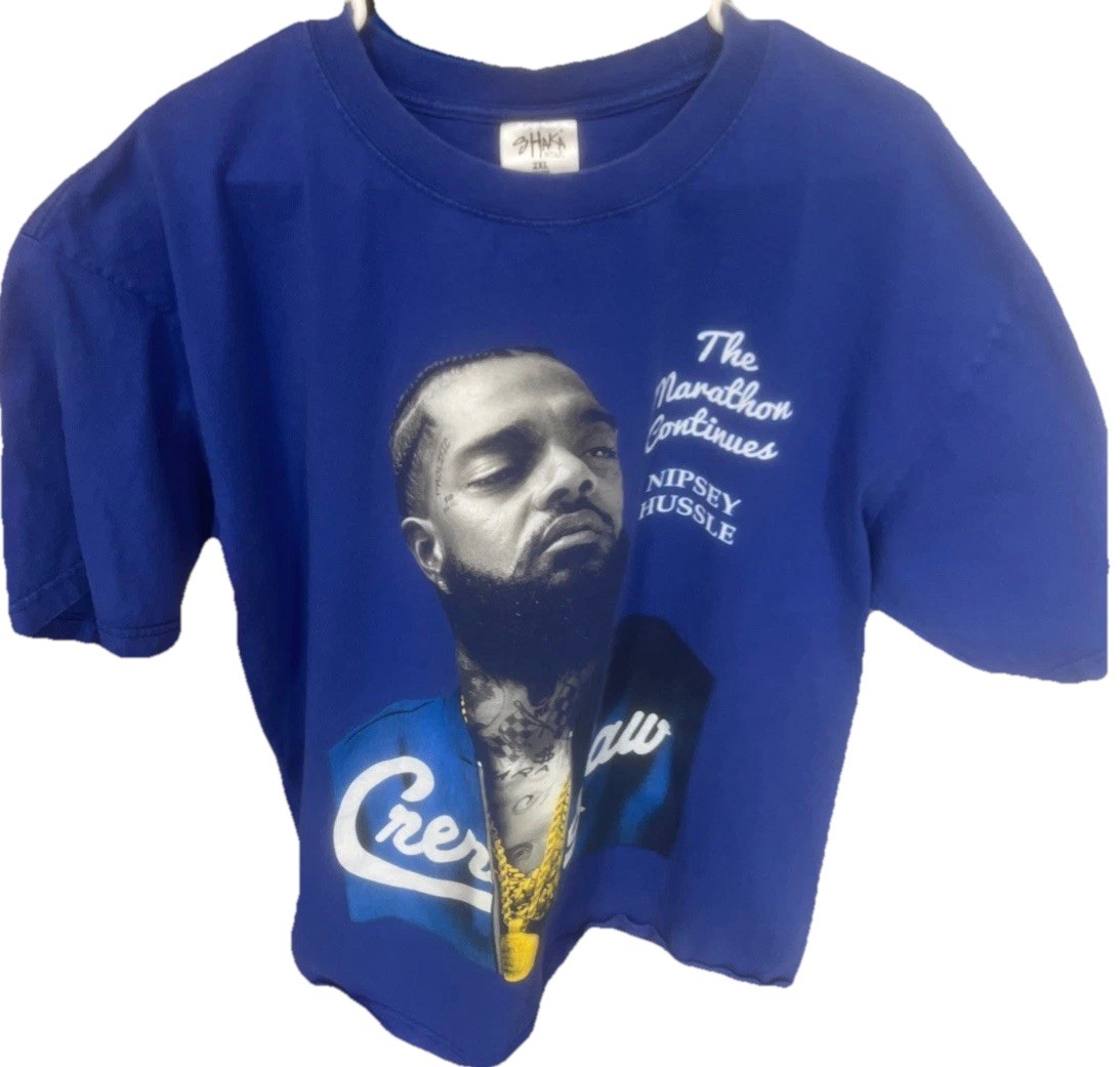Blue Shaka Wear Nipsey Hussle Crenshaw Marathon Continues Blue T-Shirt 2XL