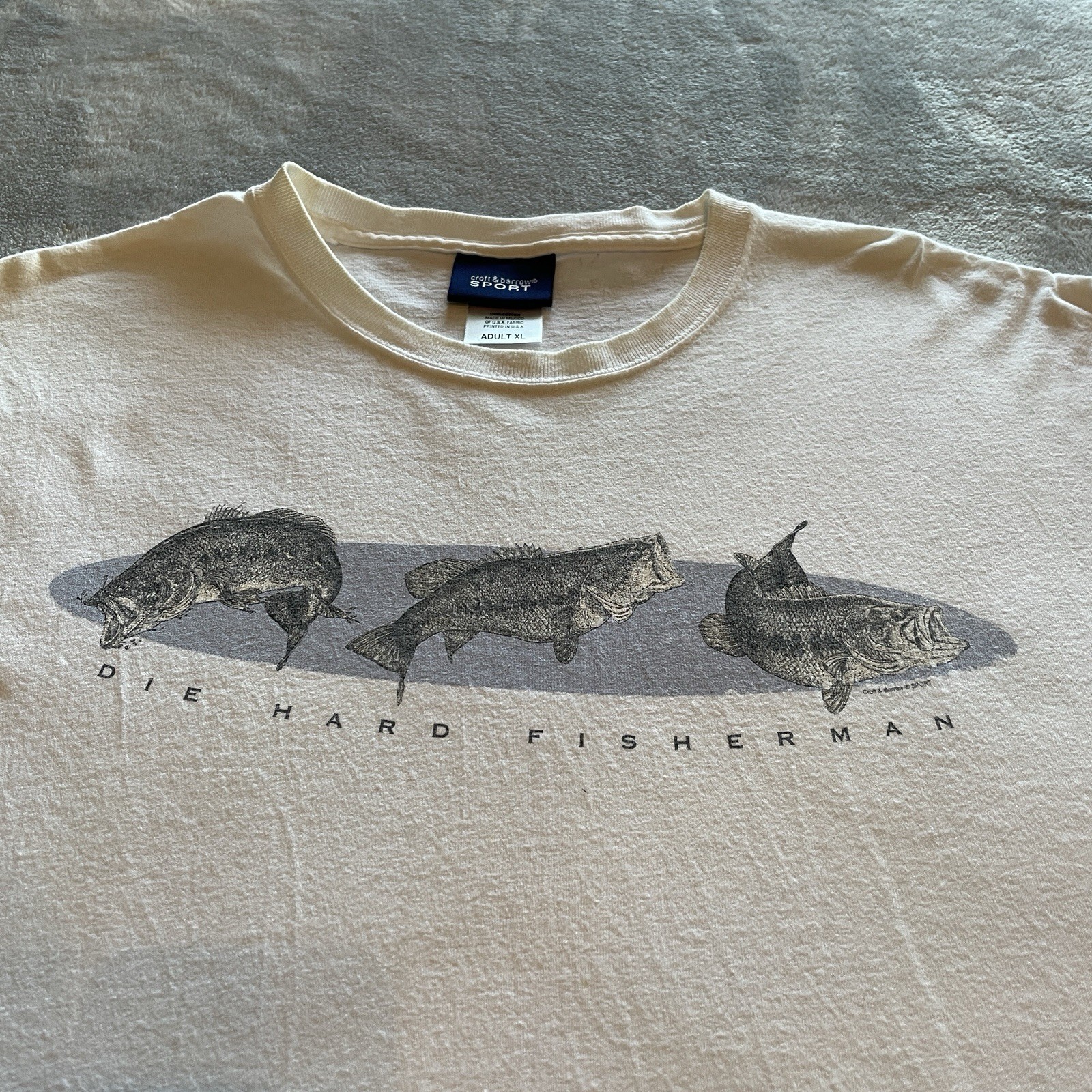 Bass Fishing T-Shirt Men’s XL “Die Hard Fisherman” Dad Lake Beach Fish Outdoors gallery