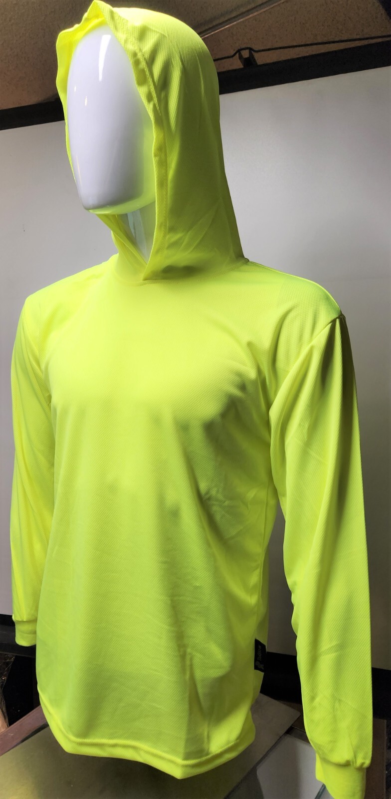 Yellow Long Sleeve Safety Shirt With Hoodie, Quick Dry Polyester Birdeye mesh gallery