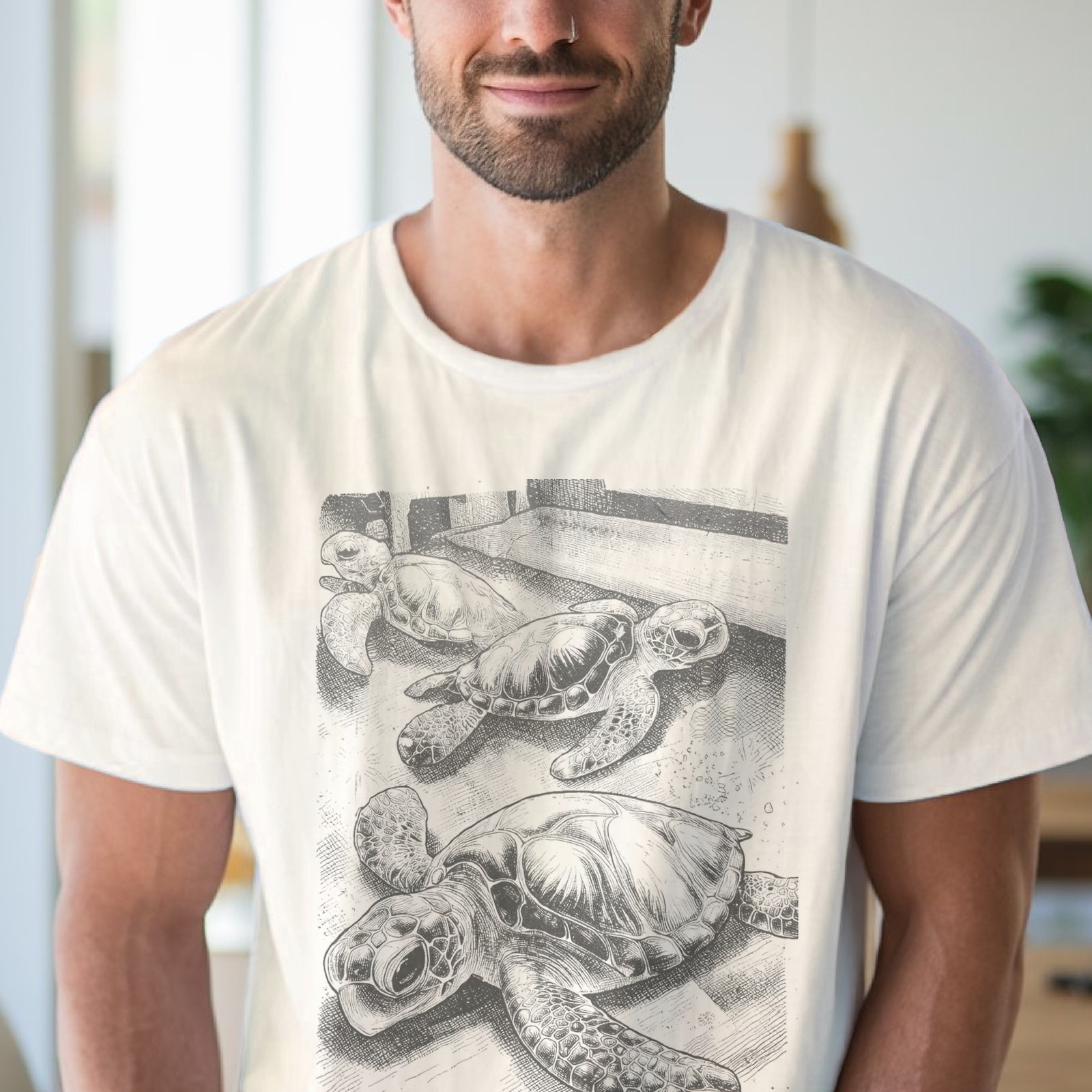 Vintage Sea Turtle Graphic Tee Natural Retro Ocean Wildlife Art gallery