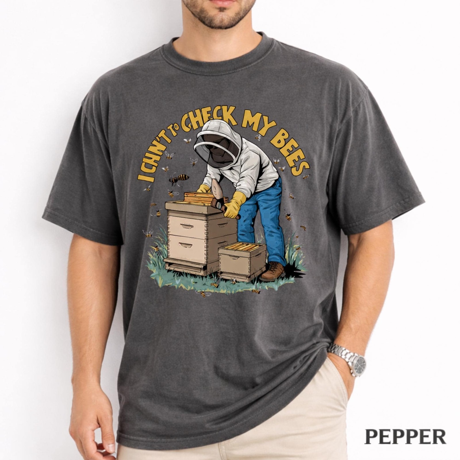 I Can’t Check My Bees Shirt Comfort Colors, Funny Beekeeper Gift T-Shirt