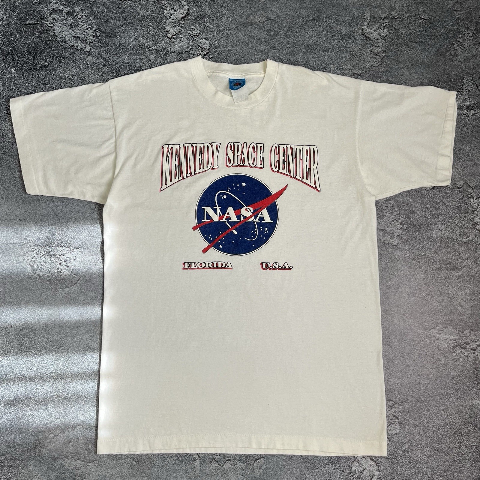 Vintage 90s White Shirt NASA Kennedy Space Center Made In USA Large Size