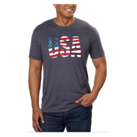GALT USA Signature Men’s Graphic Tee T Shirt Printed Flag, Gray, Size XL