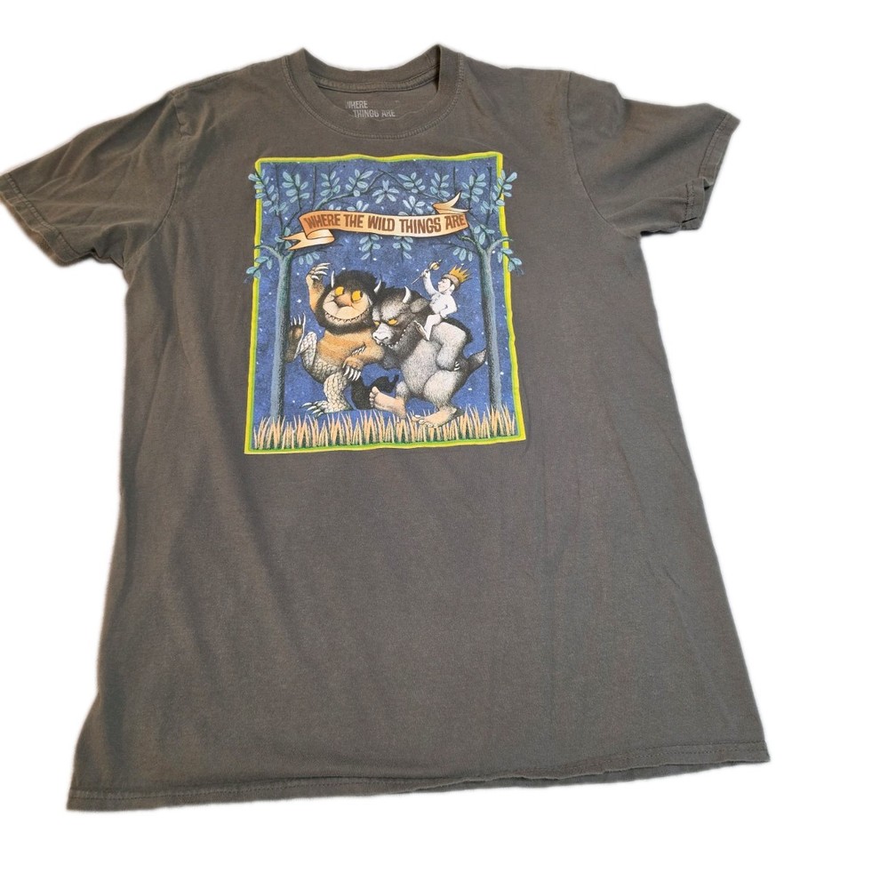Where The Wild Things Are Graphic Short Sleeve T Shirt Size Medium Gray Unisex