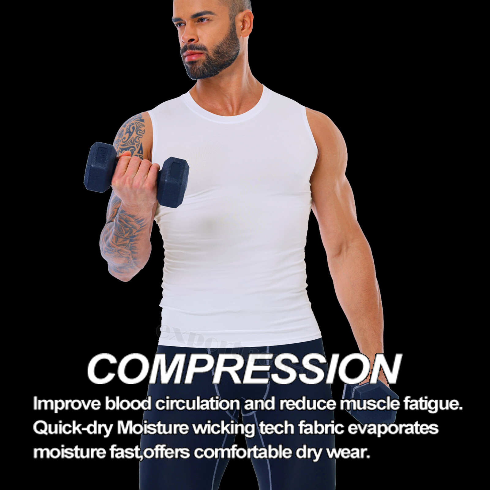 Mens Compression Vest Tank Top Sports T-Shirt Slim-Fit Muscle Undershirt Workout gallery