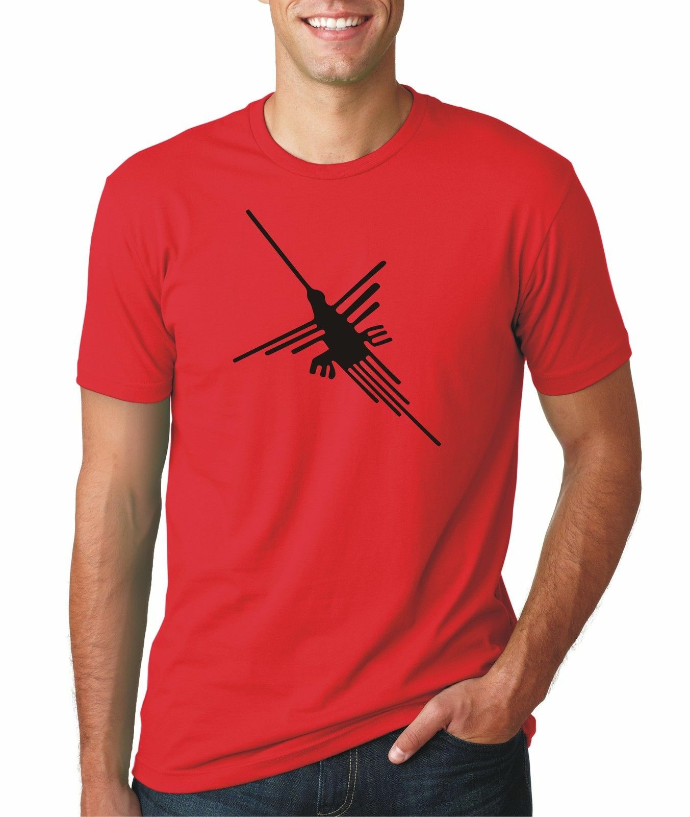 Nazca Lines Hummingbird Peru T-Shirt For Men | Perucousa gallery
