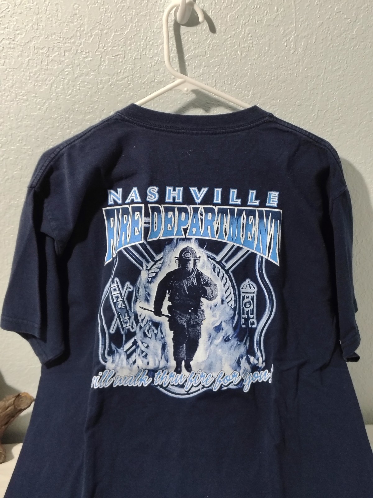 y2k Nashville TN Fire Rescue Blue Graphic T-Shirt Large free shipping B120 gallery