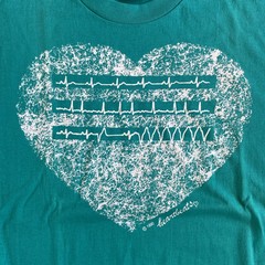 Vintage Teal Single Stitch Hef-T Tee Jays T Shirt 1990 Heartbeats XL