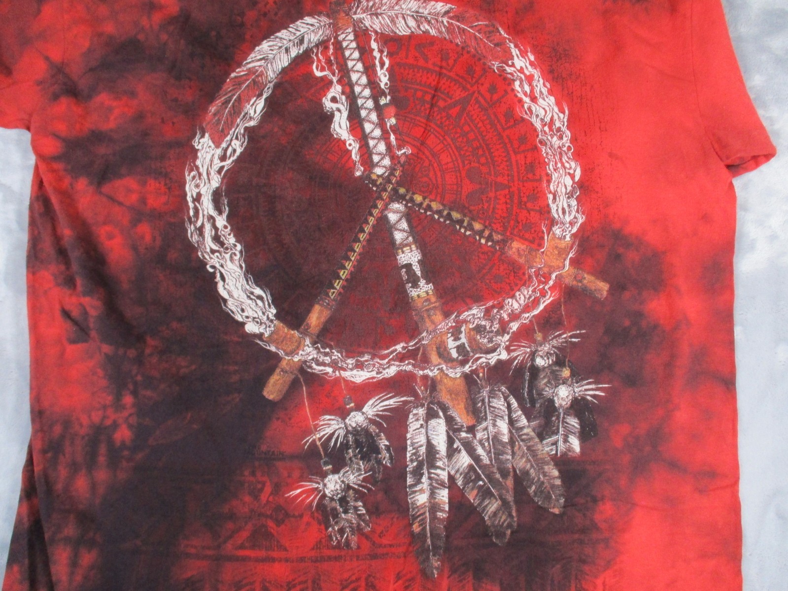 The Mountain Tie Dye Peace Sign Red Dreamcatcher Graphic Y2K T-Shirt Men's XL gallery